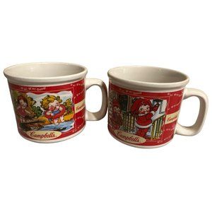 Vintage 2000 Set of 2 Campbell's Soup Ceramic Mugs All Seasons w/Handle 3.5"